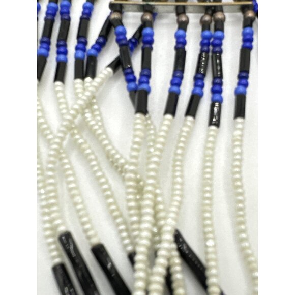 Vintage 925 Lapis Lazuli Native American Necklace Blue Mixed Beads Free Spirit - Picture 7 of 9